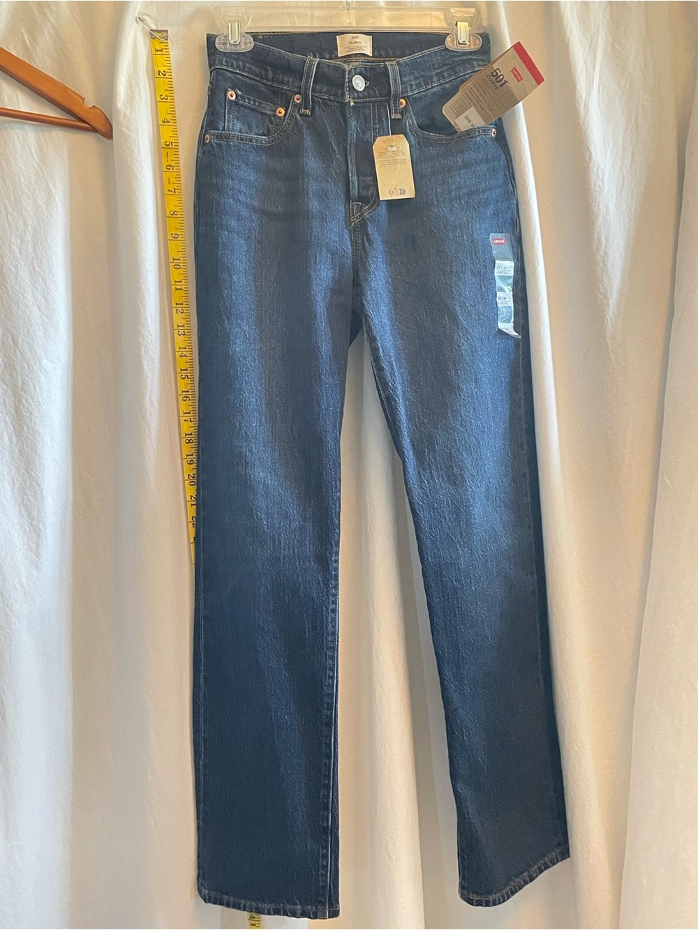 : NWT Levi’s 501 Curve High Rise Straight Jeans 25x30 Dark Wash